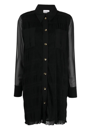 GANNI Georgette straight-point collar dress - Black
