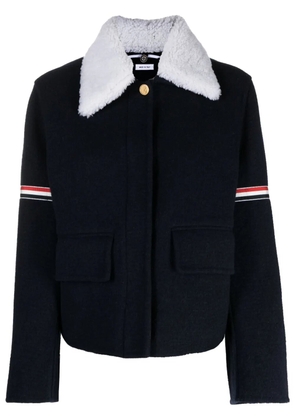 Thom Browne RWB-striped shearling-collar jacket - Blue