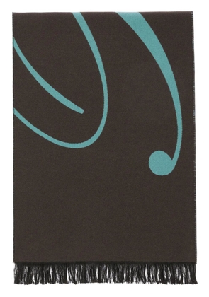 Burberry logo intarsia-knit wool-blend scarf - Green