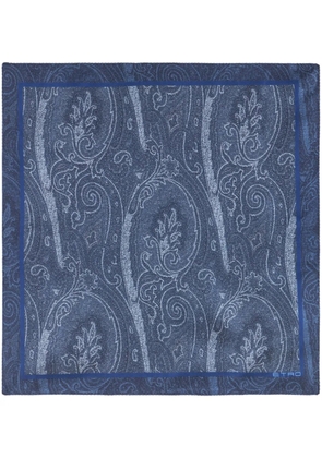ETRO paisley-logo-print silk scarf - Blue