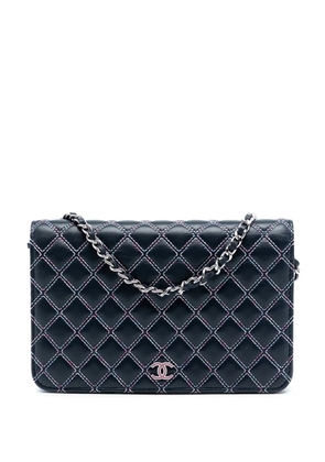 CHANEL Pre-Owned 2019 CC Quilted Lambskin Double Stitch Wallet On Chain crossbody bag - Blue