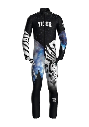 ENERGIA PURA tiger-motif galaxy-print racing jumpsuit - Black