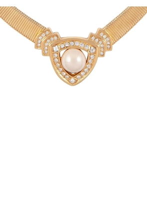 Christian Dior Pre-Owned 1980s pre-owned pearl-embellished choker necklace - Gold
