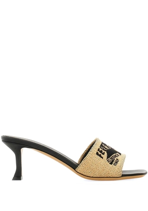 Ferragamo 55mm jacquard raffia sandals - Neutrals