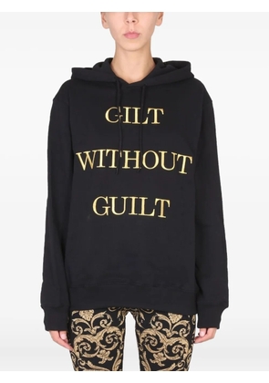 Moschino lettering-embroidered hoodie - Black