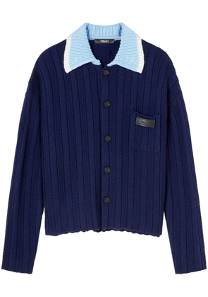 Versace contrasting collar knitted shirt - Blue