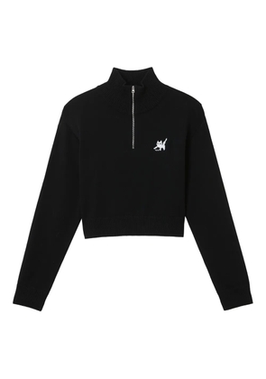 izzue embroidered half-zip sweater - Black