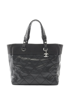 CHANEL Pre-Owned 2012 Medium Quilted Coated Canvas Paris Biarritz tote bag - Black