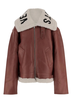 VETEMENTS shearling-collar leather jacket - Brown