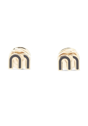 Miu Miu Pre-Owned logo-plaque earrings - Gold