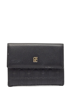 Carolina Herrera Vintage textured logo-embossed wallet - Black