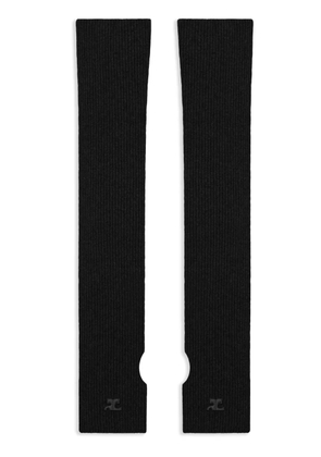 Courrèges ribbed wool mittens - Black