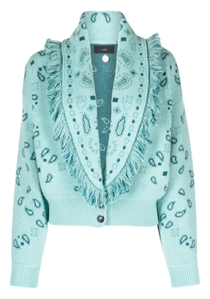 Alanui bandana-jacquard bomber cardigan - Blue