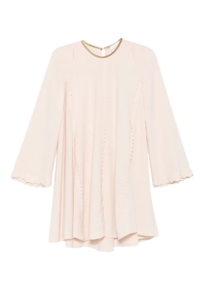 Forte Forte scallop-trimmed round-neck mini dress - Neutrals