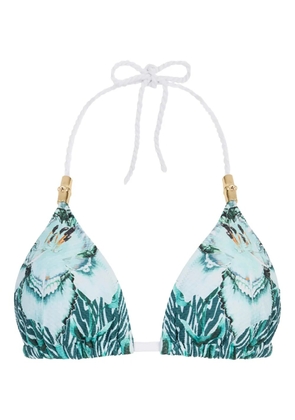 Temperley London Liana graphic-print triangle bikini top - Blue