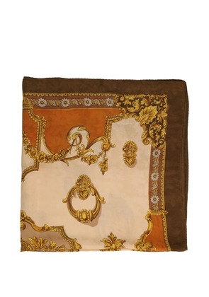 Vintage baroque-print silk scarf - Neutrals