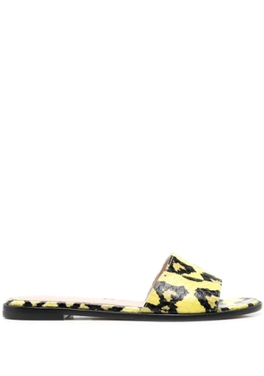 Scarosso graphic-print leather sliders - Yellow