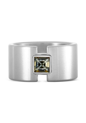 Swatch Vintage stainless steel and smoky crystal ring - Silver