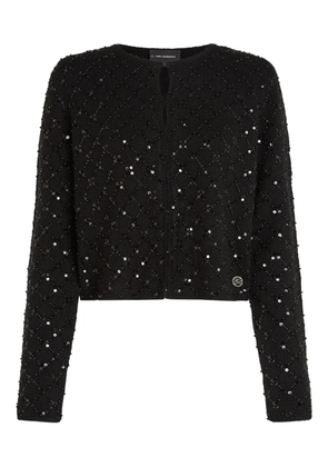 Karl Lagerfeld sequin-embellished knit cardigan - Black