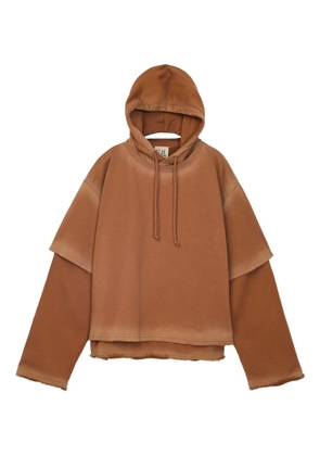 CamperLab layered frayed-hem hoodie - Brown
