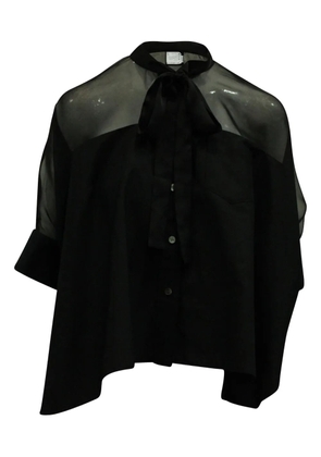 NIKE x SACAI sheer-panel tie-neck shirt - Black