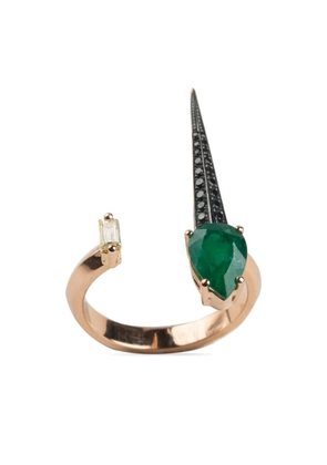 Gaelle Khouri 18kt yellow gold Unitaire diamond and emerald ring - Pink