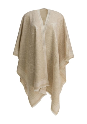 PINKO Love Birds fringed cape - Neutrals