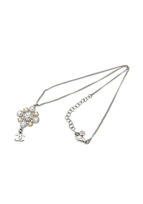 CHANEL Pre-Owned 2010 CC Silver Plated Crystal Cluster Pendant Necklace costume necklace