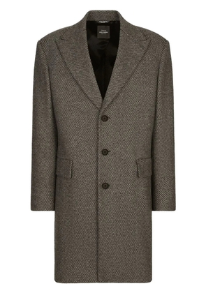 Dolce & Gabbana herringbone-pattern single-breasted coat - Black
