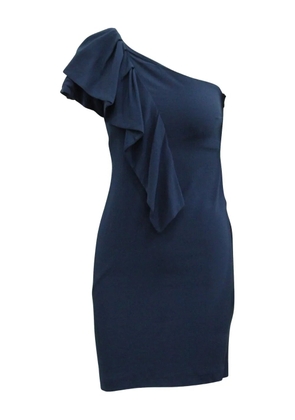 Maje one-shoulder ruffle midi dress - Blue