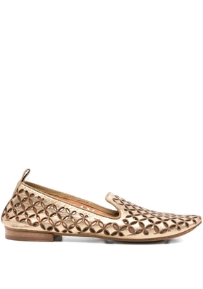 kudeta leather cut-detail loafers - Gold