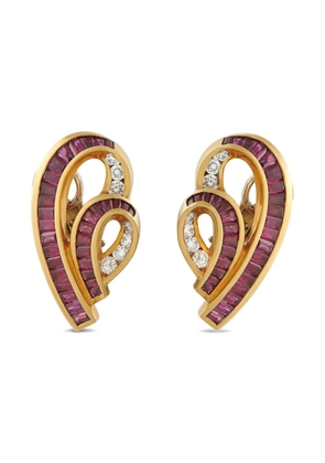 Charles Krypell ruby and diamond clip-on earrings - Gold