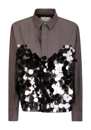 sacai sequin-embroidery shirt - Grey