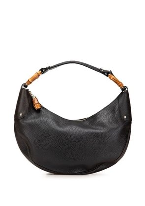 Gucci Pre-Owned 2000-2015 Pebbled Calfskin Bamboo Ring hobo bag - Black