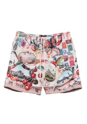 Camilla postcard-seashell print shorts - Neutrals