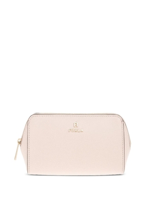 Furla logo-plaque zip-top make-up bag - Pink