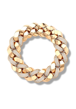 Pragnell 18kt rose gold diamond Cuba medium chain bracelet - White