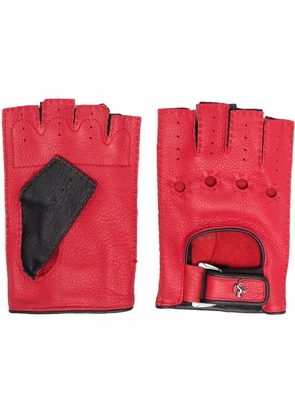 Ferrari prancing-horse leather driving gloves - Red