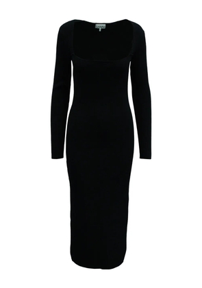 GANNI ribbed scoop-neck midi dress - Black