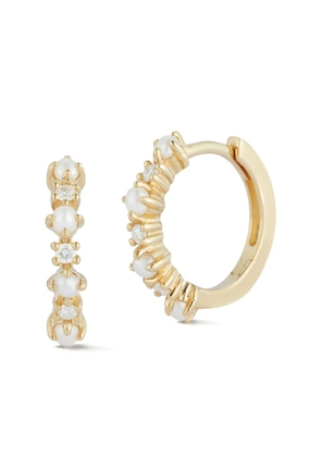 Mateo 14kt yellow gold The little Things pearl diamond hoop earrings