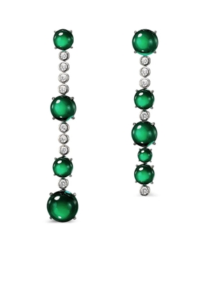 Anabela Chan 14K white gold and rhodium vermeil Dusk & Dawn Morse Code emerald and diamond earrings - Silver