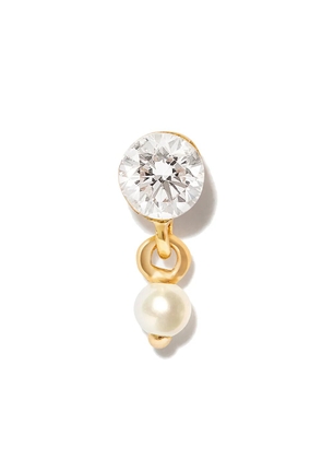 MARIA TASH 18kt yellow gold diamond and pearl stud earring
