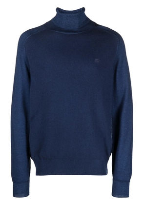 ETRO Pegaso-embroidered roll-neck jumper - Blue