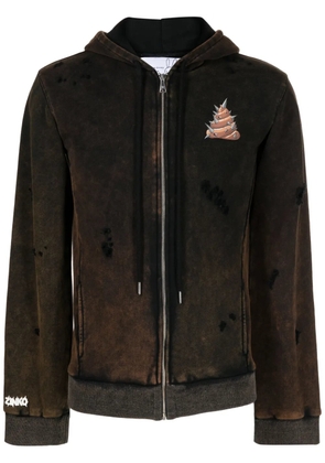Natasha Zinko Random distressed jersey hoodie - Brown