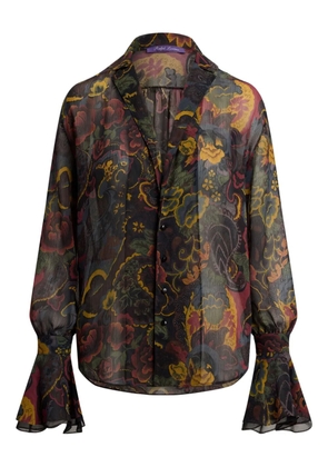 Ralph Lauren Collection floral-print bell-sleeve silk blouse - 001 MULTI