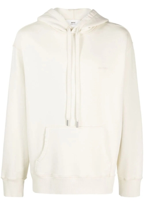 AMI Paris logo-embroidered cotton hoodie - Yellow