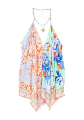 Camilla knotted scarf top - Blue