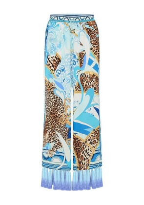 Camilla cropped tassel-detailed trousers - Blue