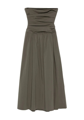 St. Agni gathered-detail strapless midi dress - Green