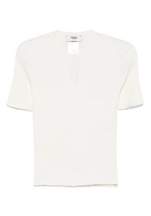 FENDI silk-cotton blend t-shirt - F08QQ OFF WHITE